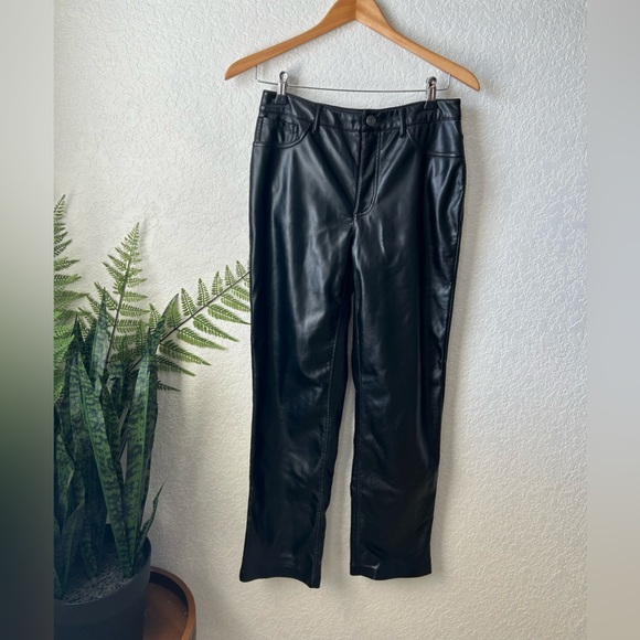 Joie Vegan Leather Straight Leg Pants Sz 4 - Picture 1 of 3